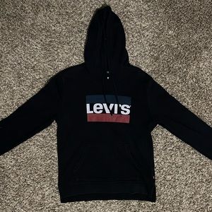 Levi’s Black Hoodie Drop Cut with red and white logo - in good condition